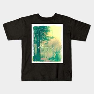 Hike More Worry Less Quote on green and yellow Kids T-Shirt